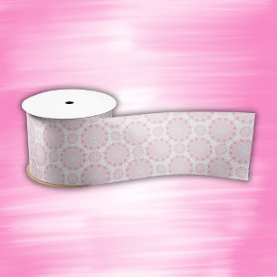 Pretty pink mandala on white satin ribbon