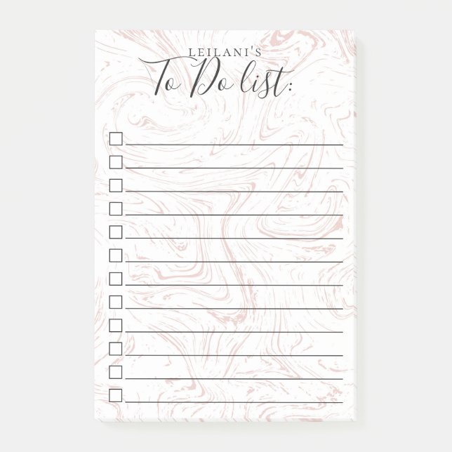 Pretty Pink Marble Pattern Post-it Notes (Front)