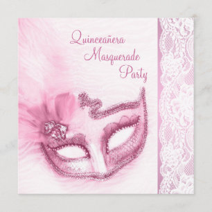 Pretty Pink Masquerade Party Invitation