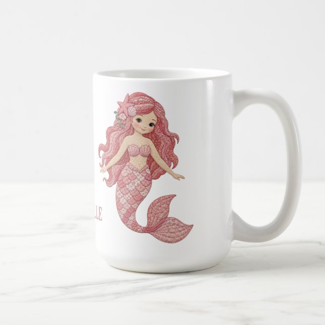Pretty Pink Mermaid Personalise Coffee Mug (Right)