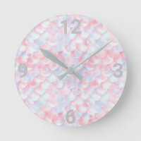 Pretty Pink Mermaid scale WALL CLOCK