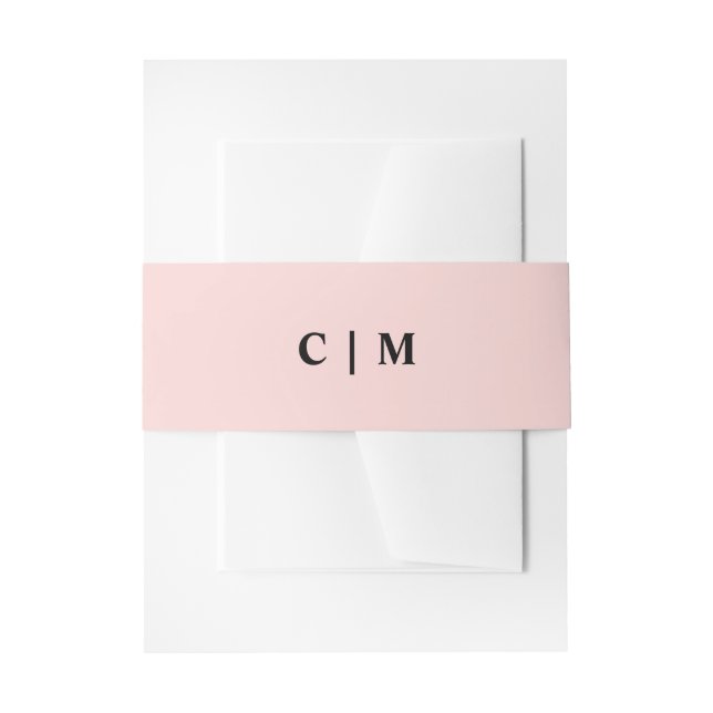 Pretty Pink Minimalist Wedding Initials Invitation Belly Band (Front Example)