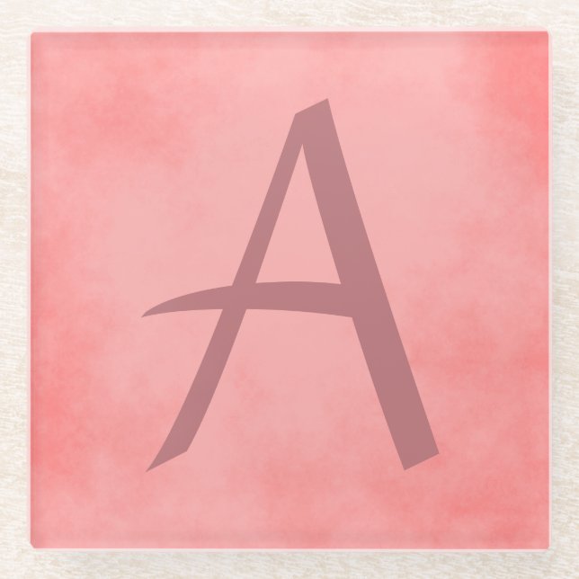 Pretty Pink Monogram Glass Coaster (Front)