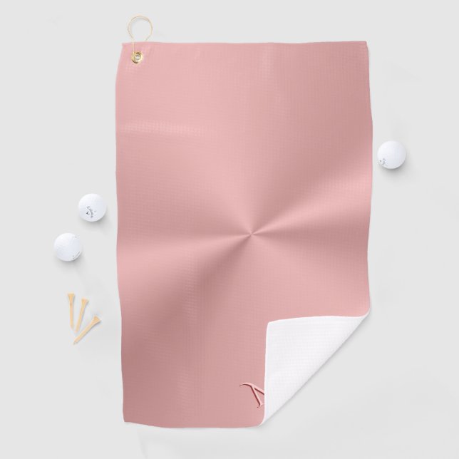 Pretty pink monogram initials on rose-gold ladies golf towel (InSitu)