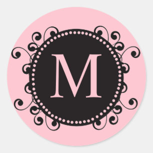 Pretty Pink Monogram Wedding Sticker