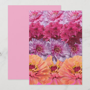 Pretty Pink & Orange Garden Flowers Pattern Thank You Card