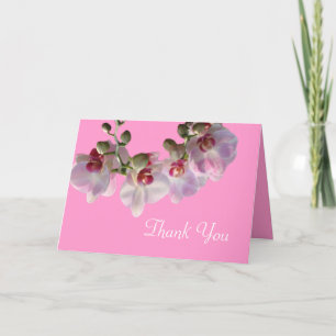 pretty pink orchid flowers pink thank you card