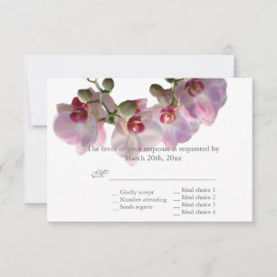pretty pink orchid flowers wedding RSVP Card