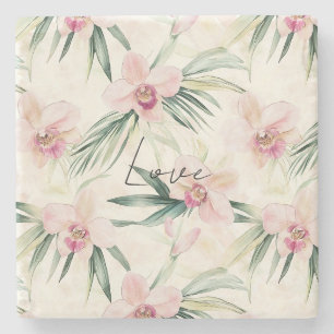 Pretty Pink Orchids Stone Coaster