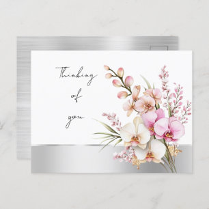 Pretty Pink Orchids Thinking of you Postcard