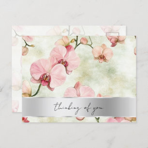 Pretty Pink Orchids Wedding Postcard