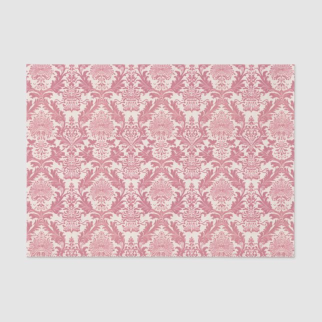 Pretty Pink Ornamental Damask Pattern Tissue Paper (Front)