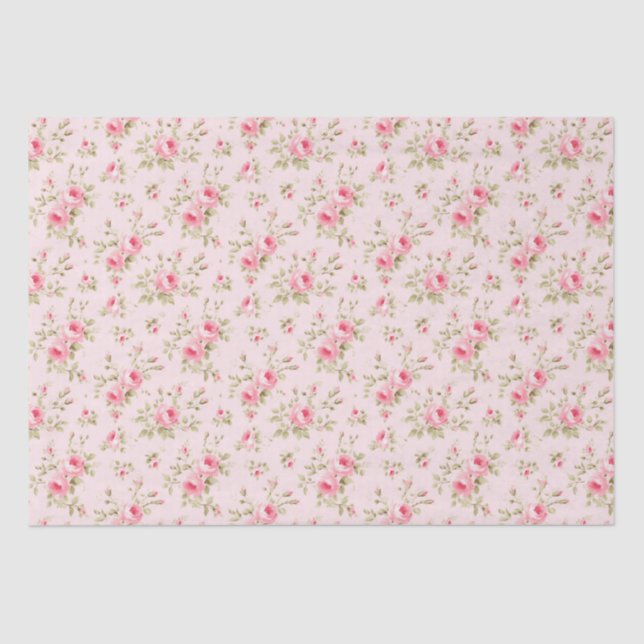 Pretty Pink Painted Roses  Tissue Paper (Front)