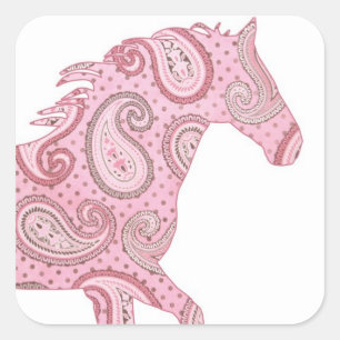 Pretty Pink Paisley Horse Square Sticker