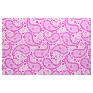 Pretty Pink Paisley Love Hearts Fabric