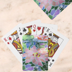 Pretty Pink Pastel Floral Mosaic Flower Playing Cards