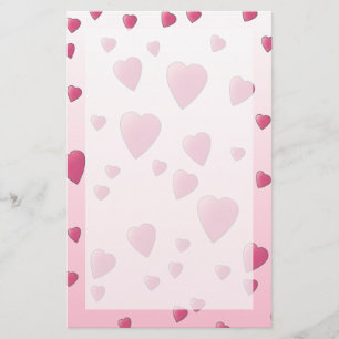 Pretty Pink Pattern of Love Hearts. Stationery