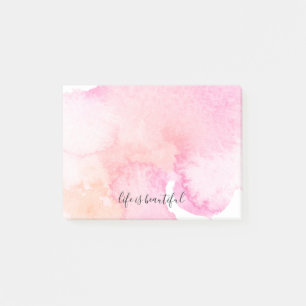 Pretty Pink Peach Watercolor Post-it Notes