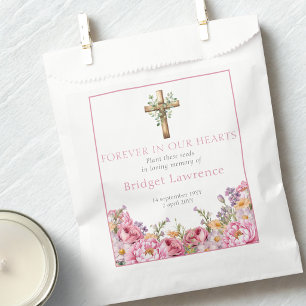 Pretty Pink Peonies Funeral Seed Packet Favour Bags