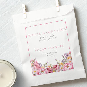 Pretty Pink Peonies Funeral Seed Packet Favour Bags