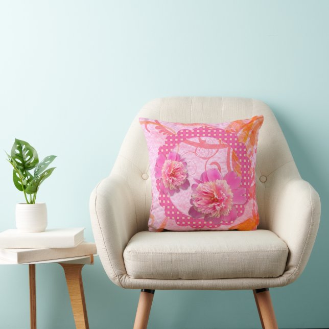 Pretty Pink Peonies Pillow (Chair)