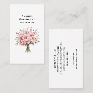 Pretty Pink Peony Flower Bouquet Business Card