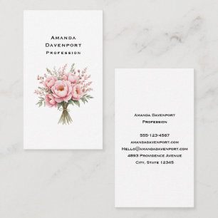 Pretty Pink Peony Flower Bouquet Business Card