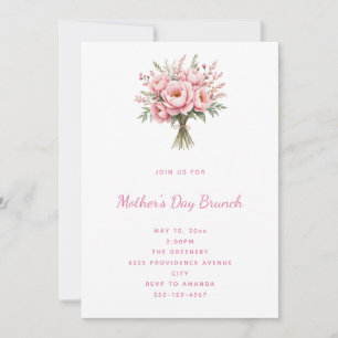 Pretty Pink Peony Flower Bouquet Mother's Day Invitation