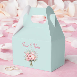 Pretty Pink Peony Flower Bouquet Thank You Favour Box