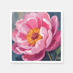 Pretty Pink Peony   Flower Painting Watercolor Napkin