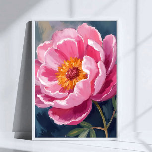 Pretty Pink Peony   Flower Painting Watercolor Poster