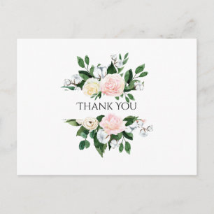 Pretty Pink Peony Thank You Postcard
