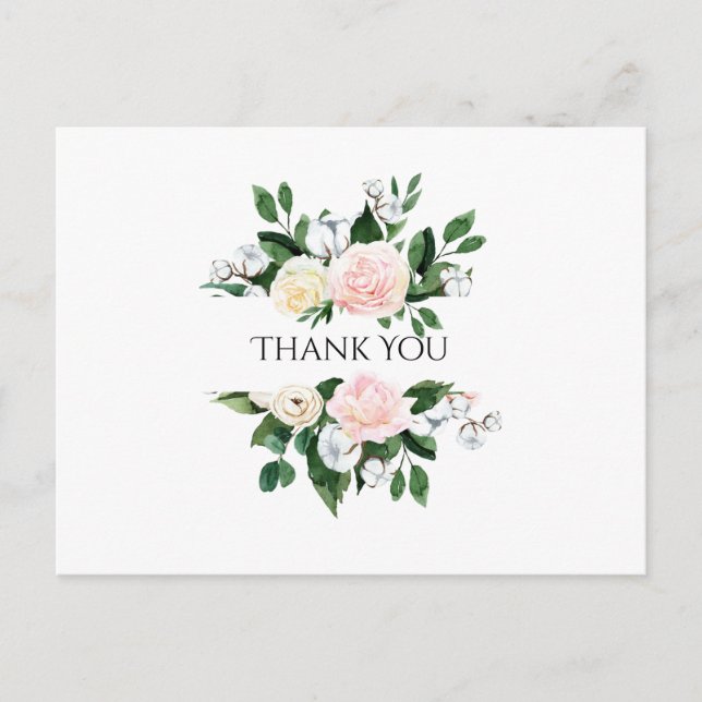 Pretty Pink Peony Thank You Postcard (Front)