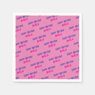 Pretty Pink personalised  Birthday Napkin