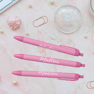 Pretty Pink Personalised Name Black Ink Pen
