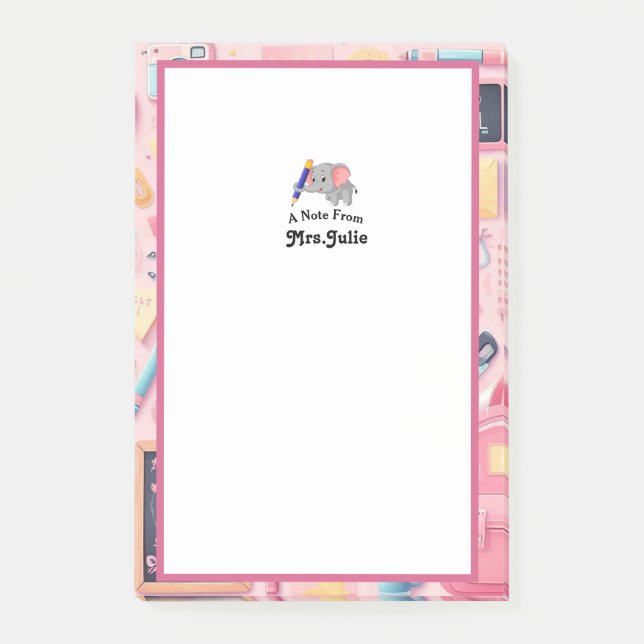 Pretty Pink Personalised Teacher Notes (Front)