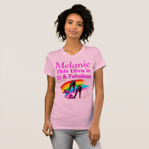 PRETTY PINK PERSONALIZED 21ST BIRTHDAY T SHIRT