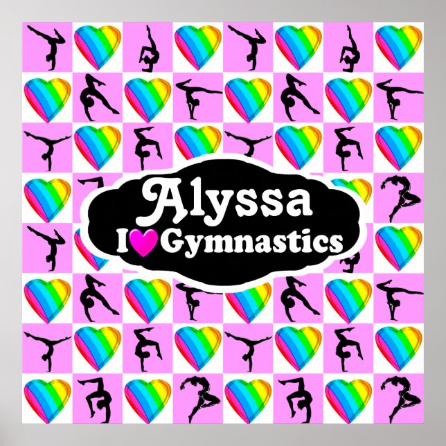 PRETTY PINK PERSONALIZED GYMNASTICS POSTER (Front)