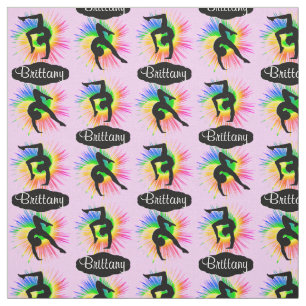 PRETTY PINK PERSONALIZED GYMNASTICS STAR FABRIC