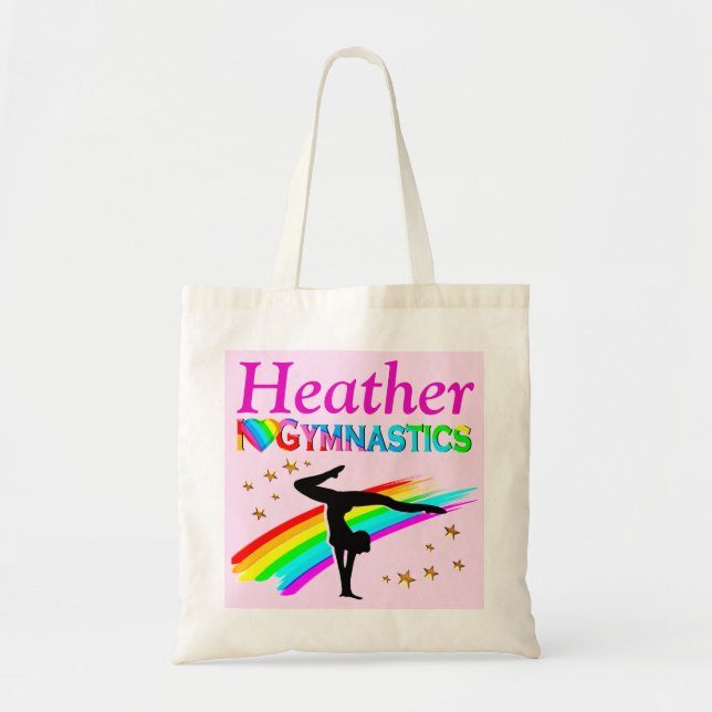 PRETTY PINK PERSONALIZED GYMNASTICS TOTE BAG (Front)