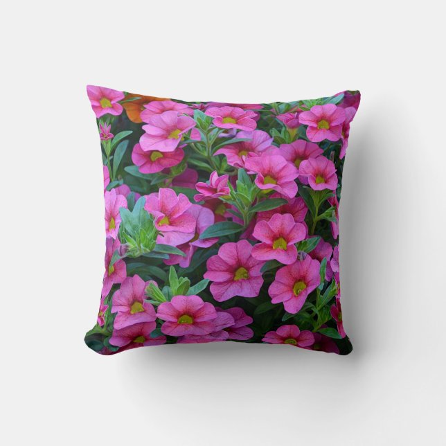 Pretty pink petunia flowers cushion (Front)