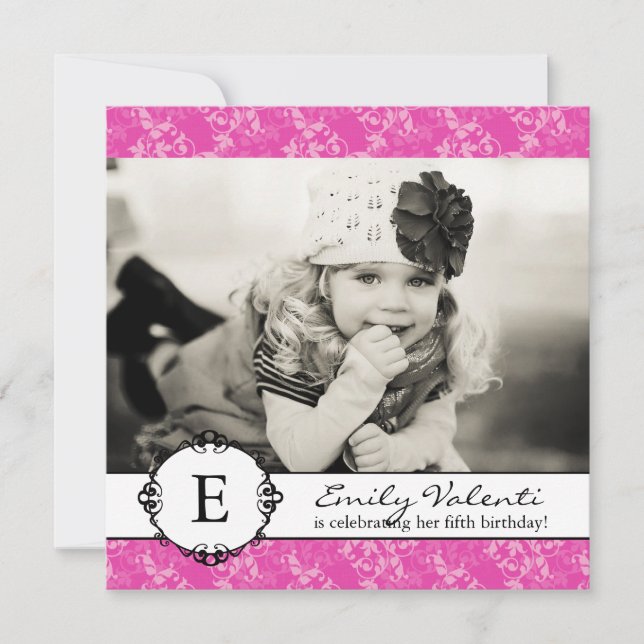 Pretty Pink Photo Birthday Party Invitation (Front)