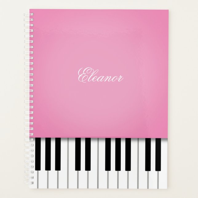 Pretty Pink Piano Music Keyboard Customised Planner (Front)