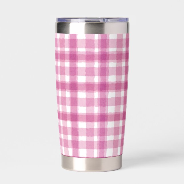 Pretty Pink Plaid  Insulated Tumbler (Front)