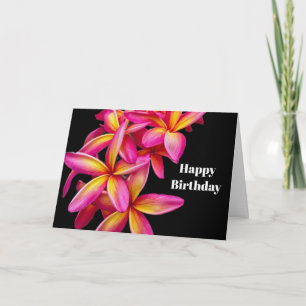 Pretty Pink Plumeria Floral Photo Birthday Card