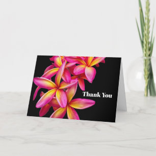 Pretty Pink Plumeria Floral Photo Thank You Card