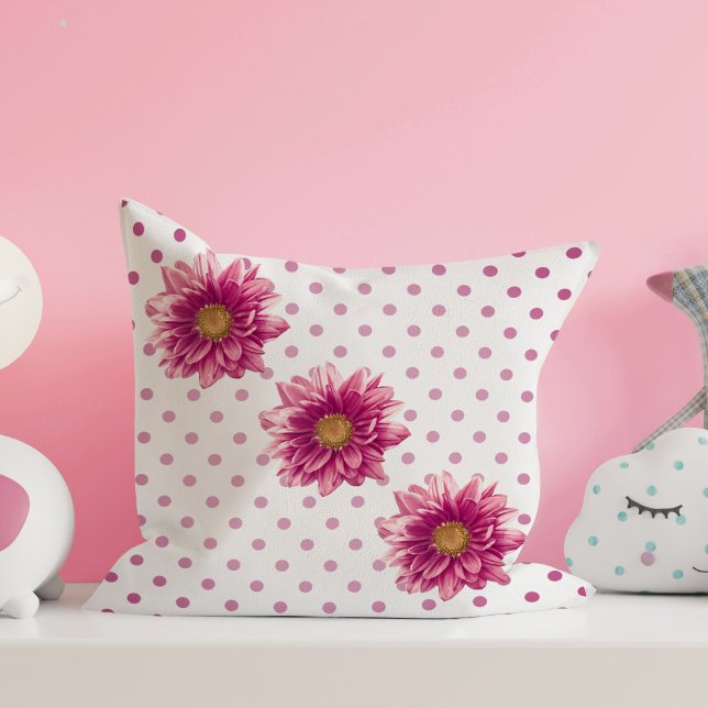 Pretty Pink Polka Dot Mums Cushion (Creator Uploaded)