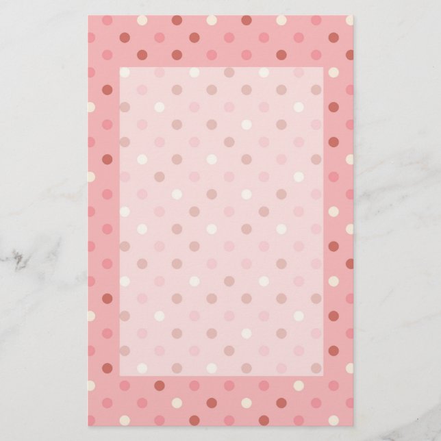 Pretty Pink Polka Dots Stationery (Front)