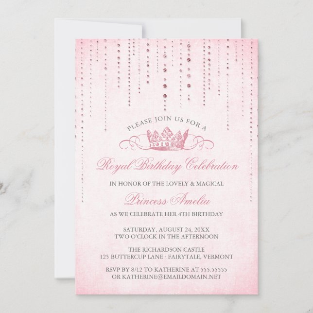 Pretty Pink Princess Birthday Party Invitation (Front)