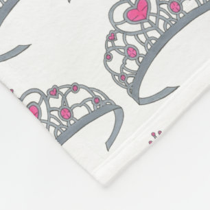 Pretty Pink Princess Party Silver Tiara Crown Fleece Blanket